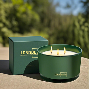Glass Candle <b>Containers</b> Green 20 Oz Candle Vessels Custom Printing Logo Empty Glass Candle Jars With Box - Product Image 1