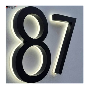 LED Backlit Modern <b>Lighted</b> House Address Numbers 304 316 Stainless Steel Outdoor LED Metal Wall House Numbers <b>Letters</b> Sign - Product Image 1