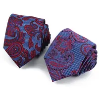 Lüks klasik Xinli OEM ipek dokuma mavi kırmızı Paisley çiçek bağları özel Logo devrilme erkek kravat koleksiyonları