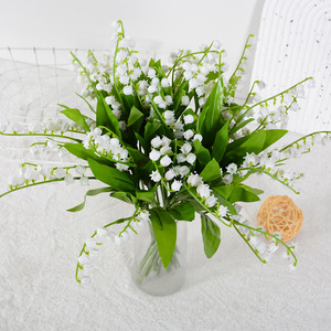 Fleurs artificielles en soie et plastique, lys de la vallée blancs, décorations de mariage, accessoires de bouquet, décoration de la maison - Product Image 3
