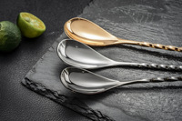 Cuillère à mélanger en acier inoxydable doré rose, forme goutte d'eau, avec long manche, pour cocktails et outils de bar