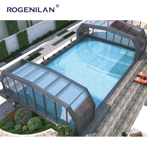 Système d'enclos de <span class=keywords><strong>piscine</strong></span> personnalisé Rogenilan, véranda rétractable automatique, serre coulissante en aluminium et verre - Product Image 1
