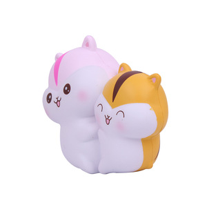 Cute Slow <b>Rebound</b> PU Hamster Animal Desk Toy Pair Plush Figure - Product Image 2