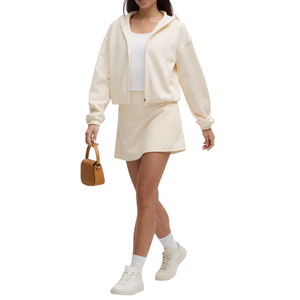 เสื้อฮู้ดผู้หญิงเนื้อผ้านุ่มสบายสำหรับฤดูใบไม้ผลิ ผ้าฝ้าย 100% ODM ระบายอากาศได้ดี ผ้าฟลีซ มีกระเป๋าสองด้าน ทรงหลวม เหมาะสำหรับโยคะ - Product Image 3