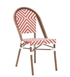Uplion Antique Style Stackable Rattan Chair With Arm Rest Outdoor Use French Paris Bistro ChairChaises Exterieur