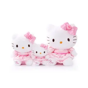 OEM bebé niños juguetes de peluche lindo Animal Hello Kitty muñeca suave con arco lindo niñas juguetes para la venta