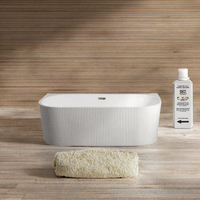 Baignoire autoportante ovale moderne en acrylique blanc CE, profonde, en surface solide brillante, avec drain, pour usage intérieur hôtelier, avec fonction remous et air.