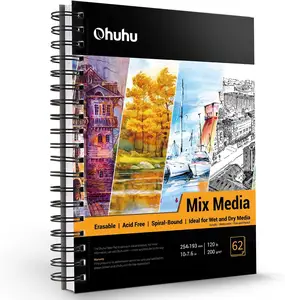 Mix Media Pad, Ohuhu 10"x7.6" 120 LB/200 GSM Heavyweight Papers 62 Sheets/124 Pages