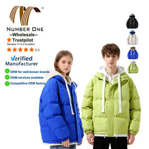 Veste matelassée chaude personnalisable avec logo pour adolescents (garçons et filles), effet deux-en-un, hiver, style universitaire, pour couples, à <span class=keywords><strong>capuche</strong></span>, épaisse, unisexe, manteau d'extérieur - Product Image 1