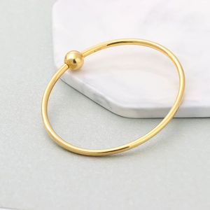 Xinfly Pulsera de Oro Genuino de 18K con Tornillo, Tubo Redondo Pulido, Cuentas Huecas, Brazalete Redondo de Lujo, Joyería - Product Image 2