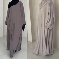 Maßgeschneidertes Medina Seide Sport-Tunika 2-teiliges Abaya-Set mit Rock Bescheidenes Muslimisches Damenkleid Islamisches Eid Ramadan Großhandel Geschlossene Abaya