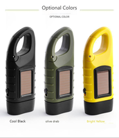 Nouvelle lampe torche tactique LED à manivelle manuelle, mini portable, solaire, rechargeable, IP65, pour l'extérieur, l'alpinisme, avec boucle