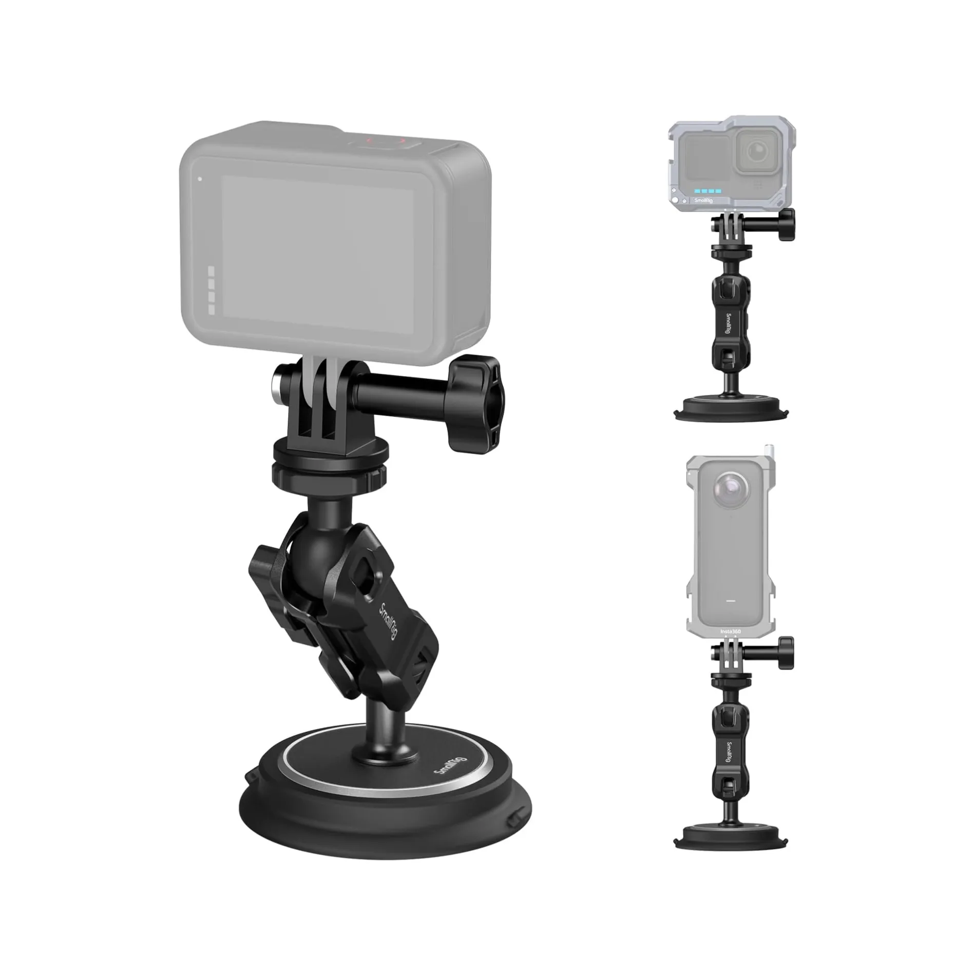 SMALLRIG dudukan magnetik untuk Gopro, dengan mangkuk isap 2 dalam 1 luar untuk Gopro untuk Insta360 dan 4466 ponsel