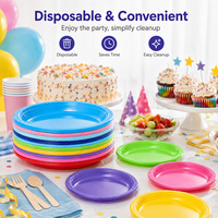 Assiettes rondes en PS colorées de 7'' et 9'' pour mariage, fête, anniversaire, sans BPA, pour salade, apéritif, dessert, assiettes en plastique