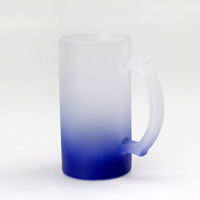 Chope à bière en verre, promotion publicitaire, avec poignée, personnalisable, sublimation, dégradé givré, vente en gros, 16 oz, moderne