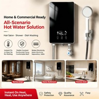 Chauffe-eau électrique à débit instantané 5500W avec écran LED, température constante, pour hôtel, camping-car, voiture, extérieur, usage domestique, salle de bain, en plastique, certifié CE