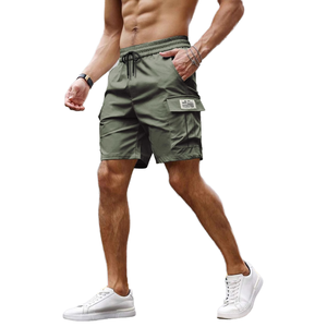 Nuevos pantalones cortos deportivos holgados de cintura alta, pantalones de trabajo lisos con bolsillos grandes, de secado rápido, transpirables, antiarrugas, de tela de lona. - Product Image 4