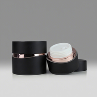 Pot cosmétique cylindrique en acrylique avec couvercle à vis 15g/30g/50g Noir avec spatule Pot vide pour les soins de la peau et l'emballage de produits hydratants