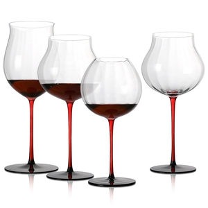 Eleganti Calici da <span class=keywords><strong>Vino</strong></span> in Cristallo a Strisce Verticali <span class=keywords><strong>Rosso</strong></span> Borgogna, Bicchieri da <span class=keywords><strong>Vino</strong></span> a Palloncino - Product Image 1