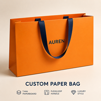 Bolsas de Compra de Papel Impresas Personalizadas, Cartón de 1 mm con su Propio Logotipo, Asa Flexiloop, Embalaje de Lujo Reciclable para Minoristas