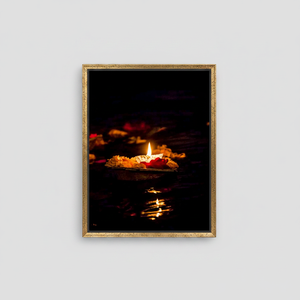 Diwali <b>Canvas</b> Art: Hindu Festival Decor, Tempered Glass Print,GOLD <b>FRAMED</b> <b>CANVAS</b> - Product Image 2