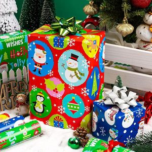 Christmas Wrapping Paper Rolls 17x120in 42.5sqft Colorful Santa Snowmen Deer Design Double Side Art Paper Gift Wrap Set - Product Image 4