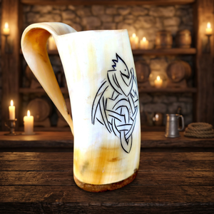 Nueva Jarra Vikinga Auténtica Hecha a Mano de Cuerno de Vaca, Jarra Natural para Beber Cerveza/Ale/Mead, Ecológica, Arte Folclórico, Estilo Medieval para el Hogar - Product Image 3