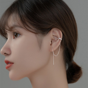 Ligne d'oreille à franges croisées Premium Sense en argent sterling en gros Boucles d'oreilles à <span class=keywords><strong>clip</strong></span> d'oreille à diamants géométriques irréguliers intégrées - Product Image 4