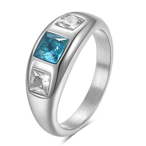 <b>Diamond</b> <b>Ring</b> 8MM Princess Cut Stainless Steel 18K Gold Plated Women's Jewelry Everyday Wear Geometric Design - Product Image 5