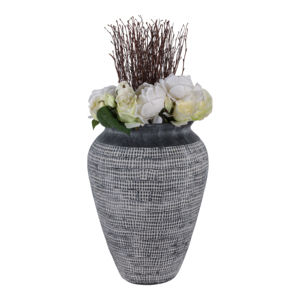 Vaso decorativo in ceramica dal design elegante e decorato per composizioni floreali da soggiorno, decorazioni floreali con erba della pampa e verde. - Product Image 2