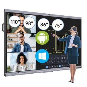 Panel interaktif LCD 55 65 75 86 98 inci, papan pintar interaktif panel datar berinteraksi papan tulis interaktif untuk sekolah