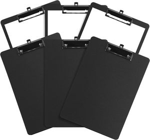 Máy tính bảng nhựa A4 với móc có thể thu vào và clip cấu hình thấp, 6 viên/Bộ máy tính bảng màu đen, thích hợp cho các trường học văn phòng. - Product Image 1