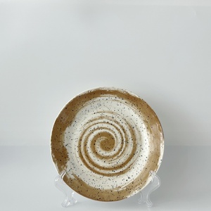 Platos de cerámica en espiral artísticos multicolores, verde, blanco con motas negras, elegante vajilla de comedor para el hogar para servir y decorar alimentos - Product Image 5