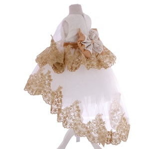 Robes de mariée modernes pour bébés filles Bebemekan, col rond, sans manches, en mousseline de soie florale, dentelle, mini superpositions, pour enfants de 1 an, vente en gros, fête - Product Image 4