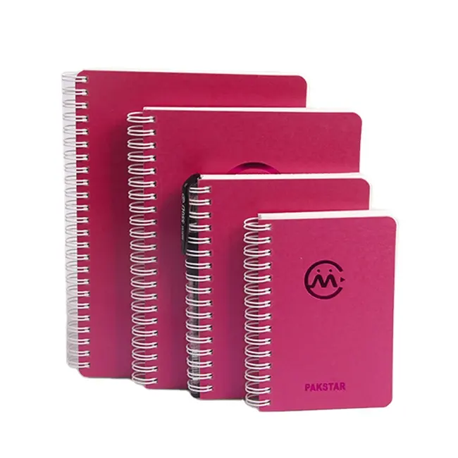 Pencetakan Kustom Logo Pink Eco Alat Tulis Hardcover A4 A5 Spiral Diary Jurnal Notebook untuk Hadiah Disesuaikan