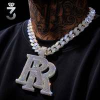 Pendentif de chaîne personnalisé avec nom en Moissanite VVS et diamants de laboratoire taille baguette, en Or 14K 18K, style Hip Hop pour homme