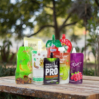Pochettes transparentes jetables à bec verseur / Sachets d'emballage personnalisables pour boissons liquides imprimés en héliogravure avec bec verseur d'angle supérieur en PE/Nylon/PET