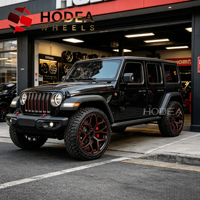 Jantes en alliage noir brillant avec accent rouge de 20/22/24/26 pouces, 5/6 trous, jantes sport pour pick-up/SUV/camion, jantes personnalisées de rechange