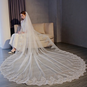 Haute qualité dernière longue Tulle mariage <span class=keywords><strong>voile</strong></span> de mariée dentelle dame <span class=keywords><strong>voile</strong></span> de mariage - Product Image 1