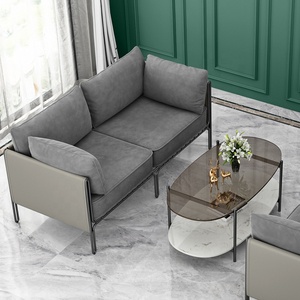 Canapé carré deux places Simple Leisure Negotiation, style nordique moderne, en fer et velours, design américain, luxe léger, pour hôtel - Product Image 2