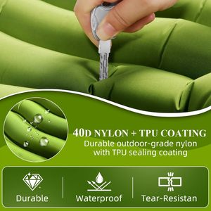 Matelas de camping gonflable ultraléger avec oreiller et pompe à pied, matelas de camping compact extra épais - Product Image 4