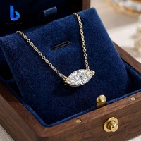 Collier en or 14 carats avec diamant de laboratoire 1 carat, collier simple en or pour femmes, coupe marquise