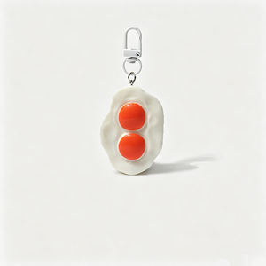 Uionen Porte-clés amusant et mignon en forme de grand oeuf frit jaune poché, jouet alimentaire, pendentif de sac, accessoires de sac à dos - Product Image 3