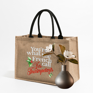 Sac de plage en lin personnalisé grand format pour femme, motif 'Les Incompétents' et 'Seuls à la Maison', sac fourre-<span class=keywords><strong>tout</strong></span> cadeau avec lettres - Product Image 1