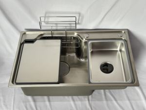 Évier de cuisine contemporain à cuvette unique en acier inoxydable 304 fait à la main en usine - Product Image 3