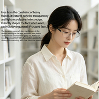 Lunettes Intelligentes IA Sans Monture Photochromiques en Acier Inoxydable pour la Vision, Design Léger, Prise en Charge de la Musique et Multilingue