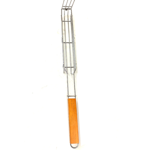 Panier à <span class=keywords><strong>kebab</strong></span> multifonctionnel en acier inoxydable, outils de barbecue, panier de cuisson au barbecue avec poignée en bois - Product Image 5