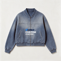 Blouson délavé à l'acide et sablé, style streetwear, impression DTG Kornit, aspect denim Y2K Grunge, vente en gros OEM, fournisseur de choix