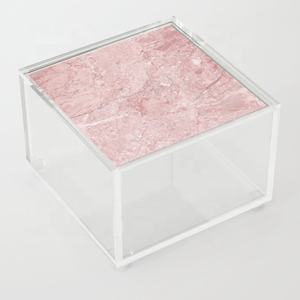 กล่องอะคริลิคสำหรับผู้หญิงที่เก็บของหินอ่อนสีชมพูน่ารักแม่บ้านสวย - Product Image 1