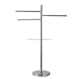 קלאסי פרימיום באיכות הבית עיצוב מגבת דידי מגבת מעמד כסף נירוסטה מפלדה חופשית מגבת רצפה מתלה - Product Image 5